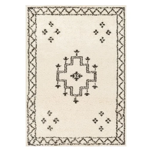 (C174) Beni Cream Medallion Shag Area Rug, 8x10 3 (C174) Beni Cream Medallion Shag Area Rug, 8x10 -Rugs Sales Store c174 beni cream medallion shag area rug 8x10 1