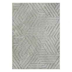 (C176) Jackson Grey Patterned Shag Area Rug, 5x7