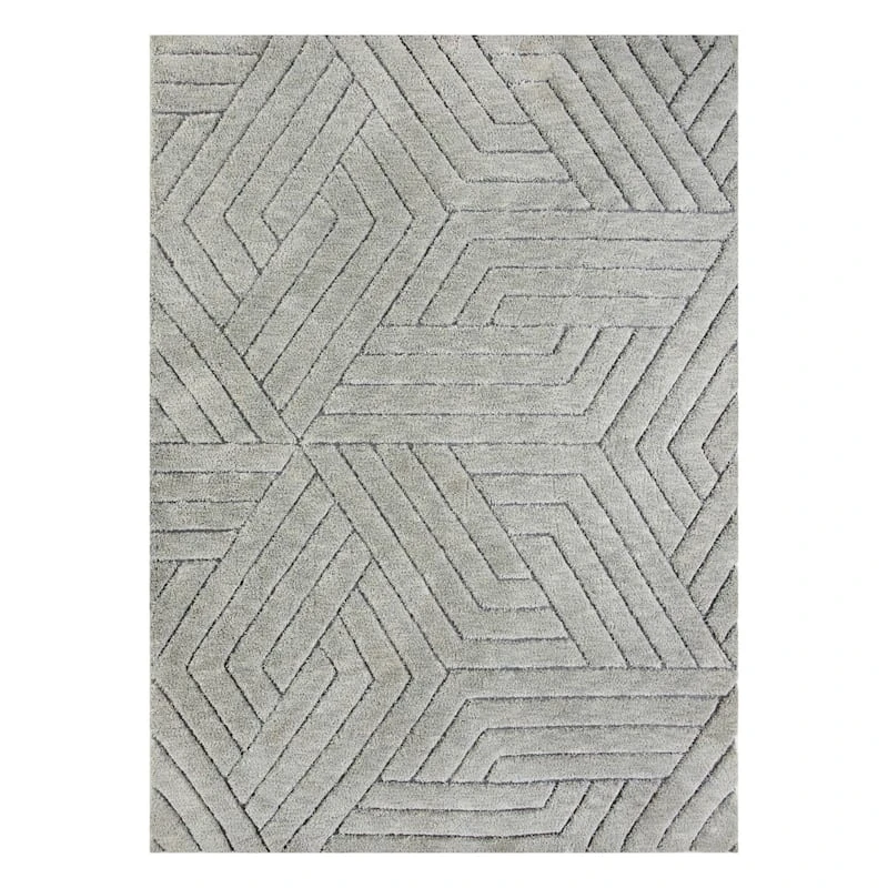(C176) Jackson Grey Patterned Shag Area Rug, 5x7 1 (C176) Jackson Grey Patterned Shag Area Rug, 5x7