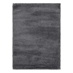 (C179) Macy Charcoal Grey Shag Area Rug, 5x7