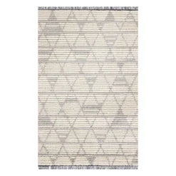 (C185) Tracey Boyd Elizabeth Grey Diamond Design Area Rug, 4x6