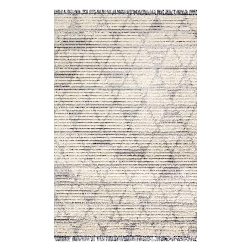 (C185) Tracey Boyd Elizabeth Grey Diamond Design Area Rug, 4x6 1 (C185) Tracey Boyd Elizabeth Grey Diamond Design Area Rug, 4x6