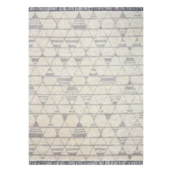 (C185) Tracey Boyd Elizabeth Grey Diamond Design Area Rug, 5x7