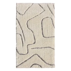 (C189) Crosby St Ivory Geometric Shag Accent Rug, 2x3
