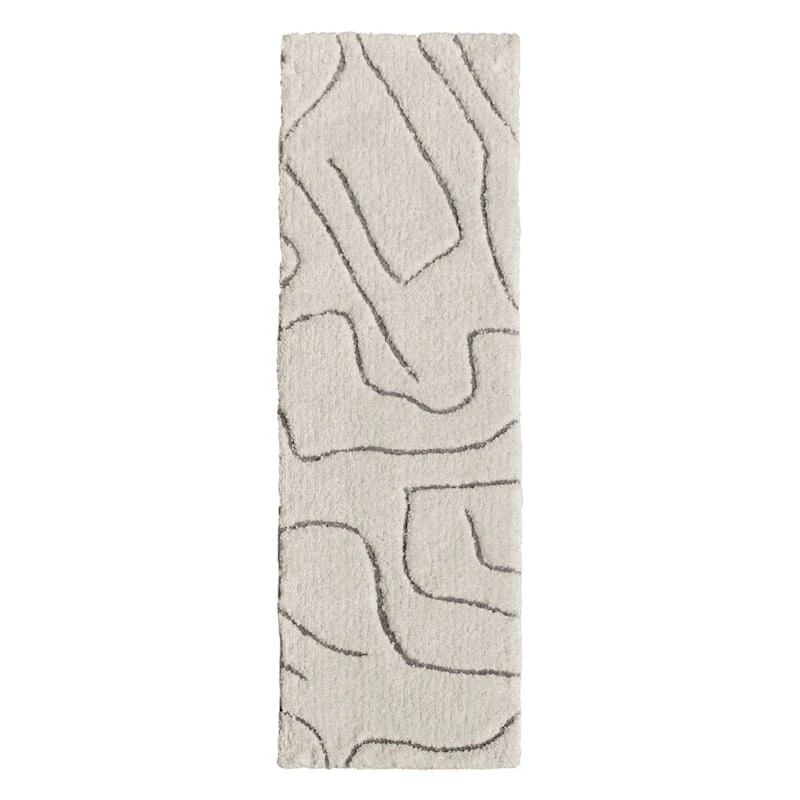 (C189) Crosby St Ivory Geometric Shag Runner, 2x6 1 (C189) Crosby St Ivory Geometric Shag Runner, 2x6