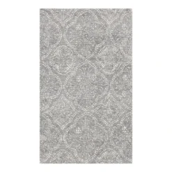 (C191) Hayne Grey Floral Shag Accent Rug, 3x5
