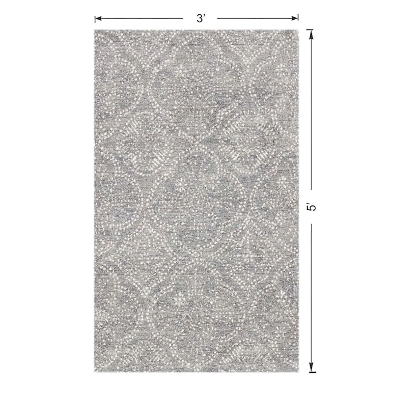 (C191) Hayne Grey Floral Shag Accent Rug, 3x5 6 (C191) Hayne Grey Floral Shag Accent Rug, 3x5 - Image 6