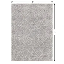 (C191) Hayne Grey Floral Shag Area Rug, 5x7 -Rugs Sales Store c191 hayne grey floral shag area rug 5x7 6
