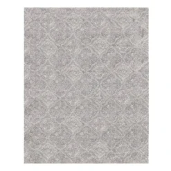 (C191) Hayne Grey Floral Shag Area Rug, 8x10