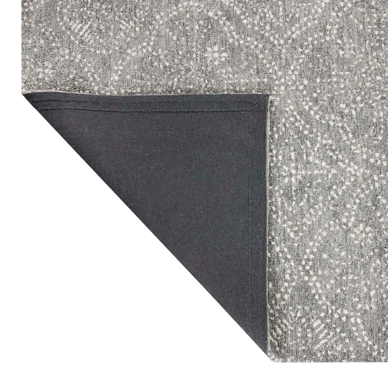 (C191) Hayne Grey Floral Shag Area Rug, 8x10 3 (C191) Hayne Grey Floral Shag Area Rug, 8x10 - Image 3