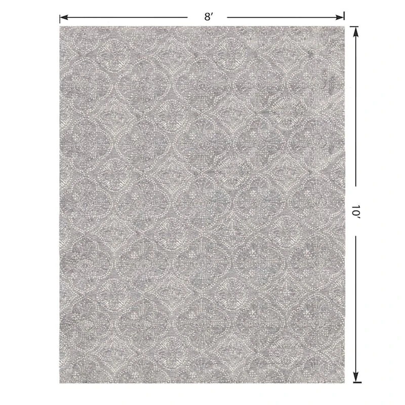 (C191) Hayne Grey Floral Shag Area Rug, 8x10 6 (C191) Hayne Grey Floral Shag Area Rug, 8x10 - Image 6