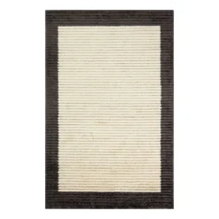 (C192) Tracey Boyd Elizabeth Black Border Accent Rug, 3x5