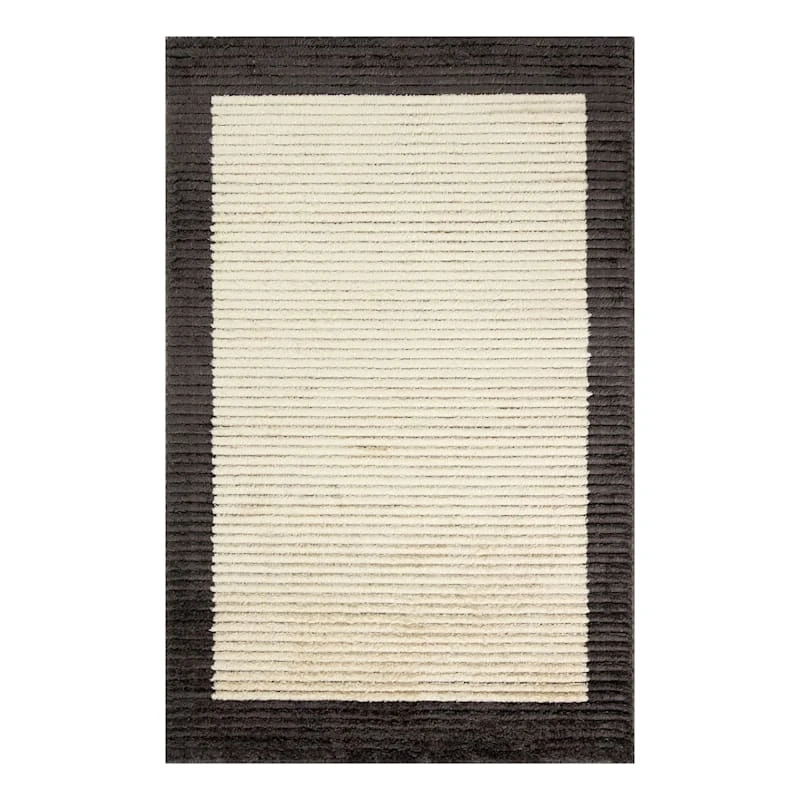 (C192) Tracey Boyd Elizabeth Black Border Accent Rug, 3x5 1 (C192) Tracey Boyd Elizabeth Black Border Accent Rug, 3x5