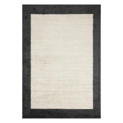 (C192) Tracey Boyd Elizabeth Black Border Area Rug, 5x8
