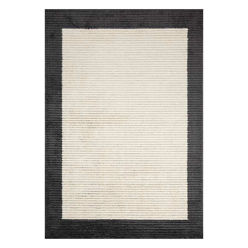 (C192) Tracey Boyd Elizabeth Black Border Area Rug, 5x8 1 (C192) Tracey Boyd Elizabeth Black Border Area Rug, 5x8