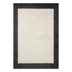 (C192) Tracey Boyd Elizabeth Black Border Area Rug, 8x10