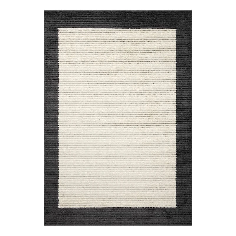 (C192) Tracey Boyd Elizabeth Black Border Area Rug, 8x10 1 (C192) Tracey Boyd Elizabeth Black Border Area Rug, 8x10