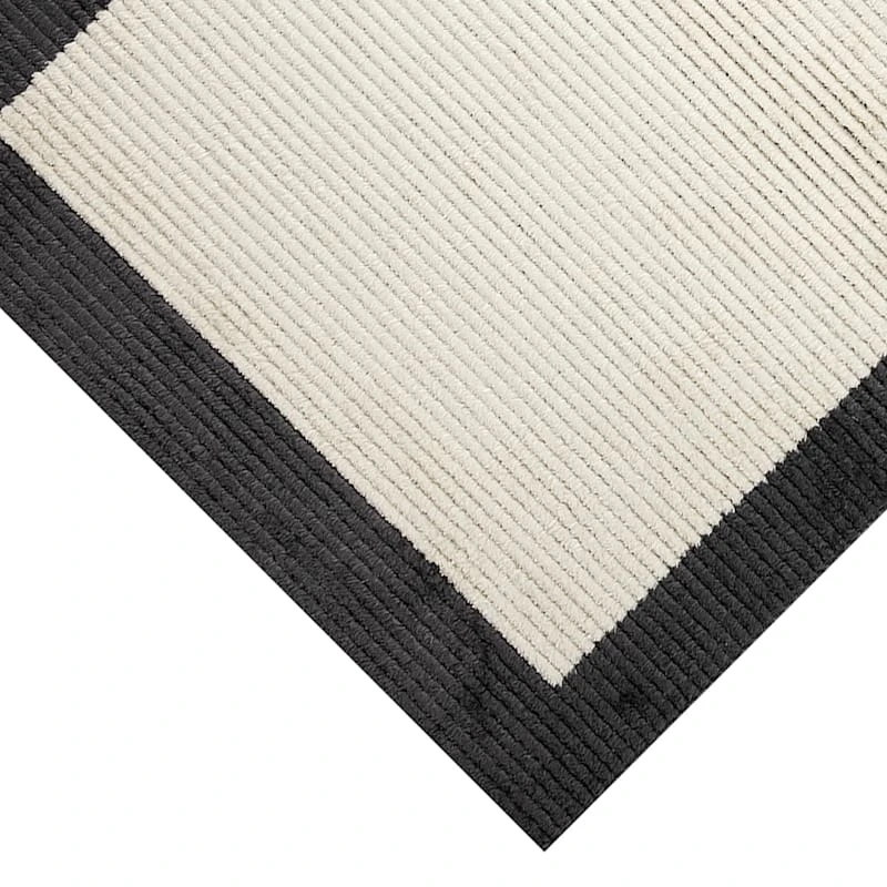 (C192) Tracey Boyd Elizabeth Black Border Area Rug, 8x10 2 (C192) Tracey Boyd Elizabeth Black Border Area Rug, 8x10 - Image 2