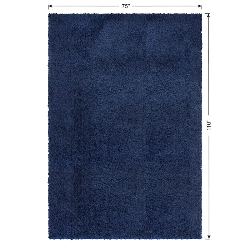 (C194) Kodiak Navy Blue Shag Area Rug, 6x9 6 (C194) Kodiak Navy Blue Shag Area Rug, 6x9 - Image 6