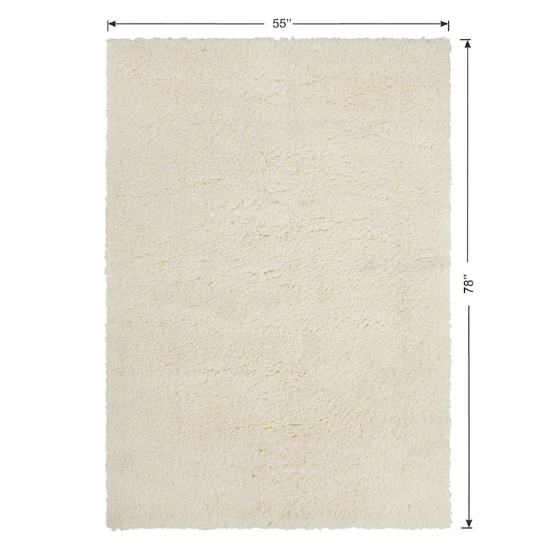 (C195) Kodiak Ivory Shag Area Rug, 5x7 6 (C195) Kodiak Ivory Shag Area Rug, 5x7 - Image 6