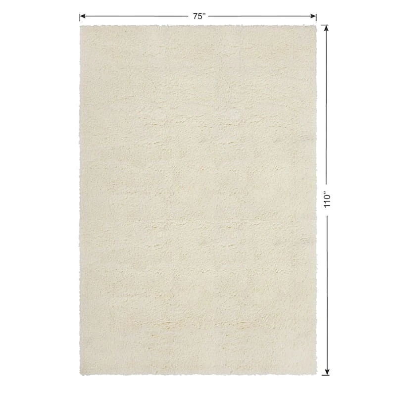 (C195) Kodiak Ivory Shag Area Rug, 6x9 6 (C195) Kodiak Ivory Shag Area Rug, 6x9 - Image 6