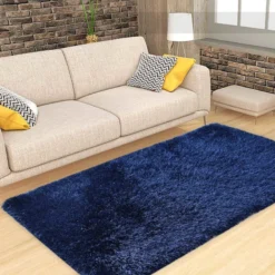 (C196) Eve Blue Shag Accent Rug, 3x5 -Rugs Sales Store c196 eve blue shag accent rug 3x5 6