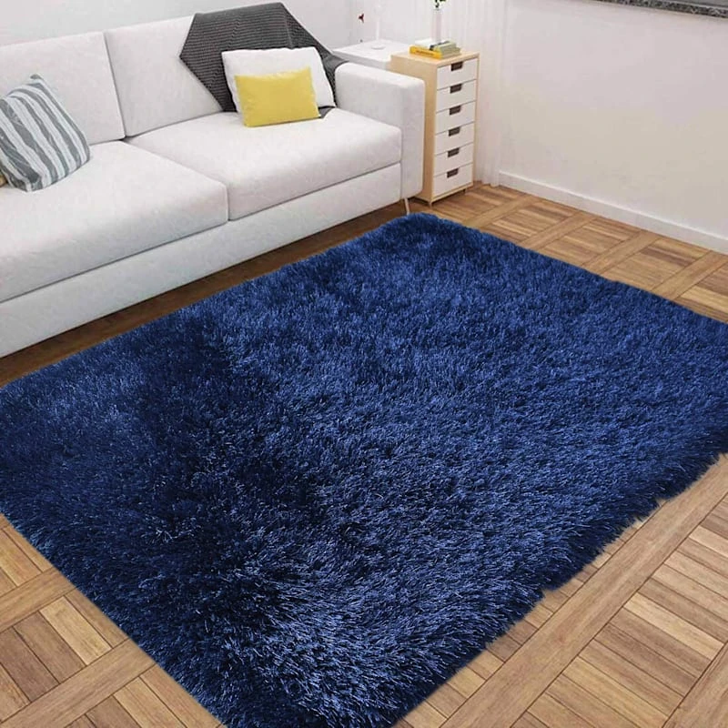(C196) Eve Blue Shag Area Rug, 4x7 6 (C196) Eve Blue Shag Area Rug, 4x7 - Image 6