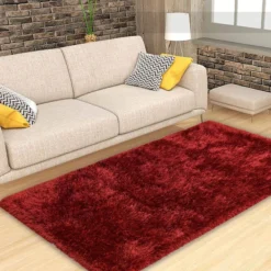 (C197) Eve Red Shag Accent Rug, 3x5 -Rugs Sales Store c197 eve red shag accent rug 3x5 6