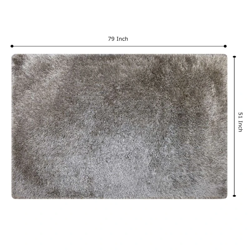 (C199) Eve Silver Shag Area Rug, 4x7 5 (C199) Eve Silver Shag Area Rug, 4x7 - Image 5