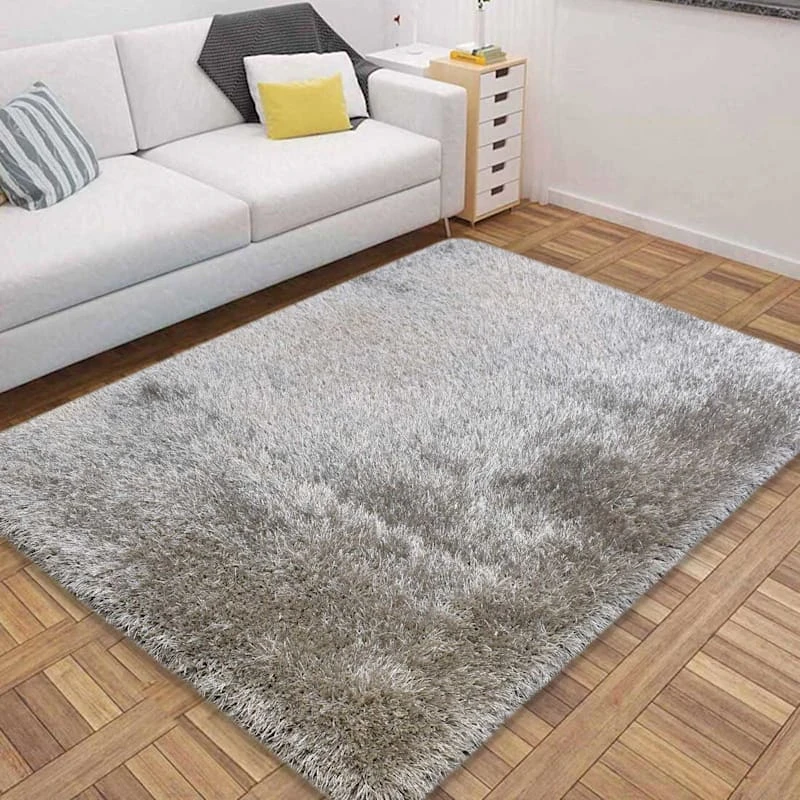 (C199) Eve Silver Shag Area Rug, 4x7 6 (C199) Eve Silver Shag Area Rug, 4x7 - Image 6