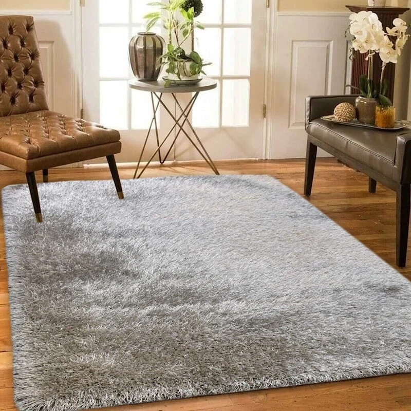(C199) Eve Silver Shag Area Rug, 6x9 6 (C199) Eve Silver Shag Area Rug, 6x9 - Image 6