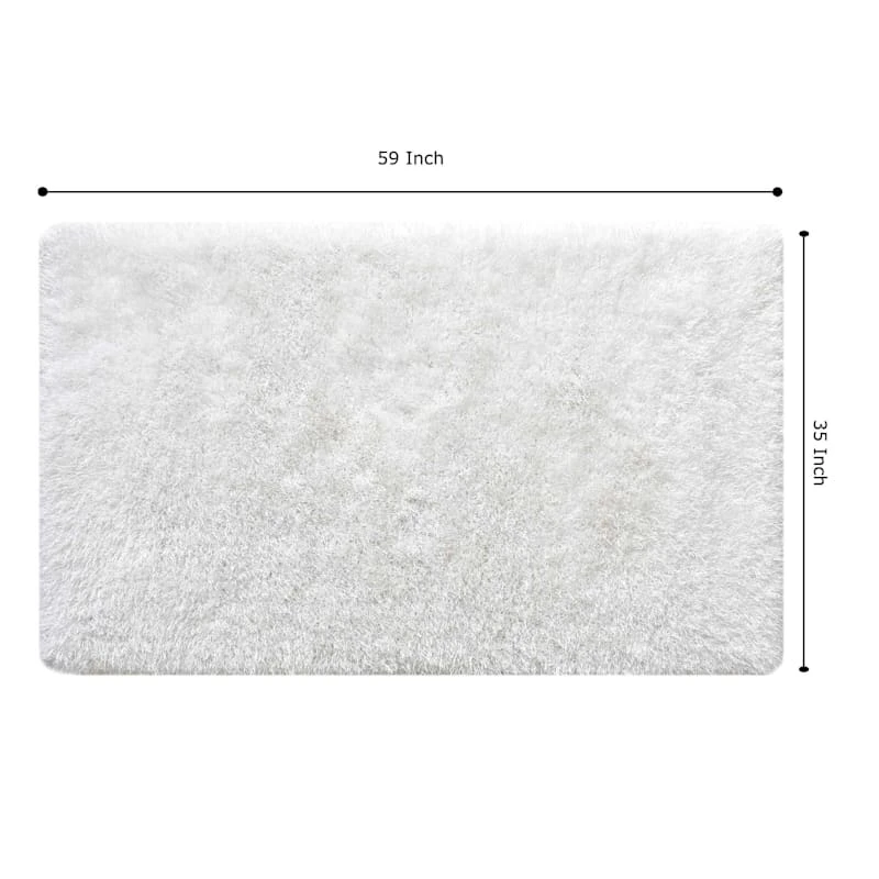 (C200) Eve White Shag Accent Rug, 3x5 5 (C200) Eve White Shag Accent Rug, 3x5 - Image 5
