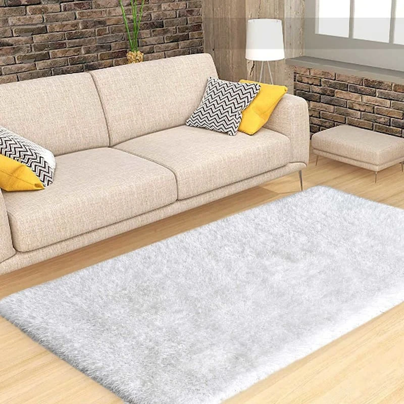 (C200) Eve White Shag Accent Rug, 3x5 6 (C200) Eve White Shag Accent Rug, 3x5 - Image 6