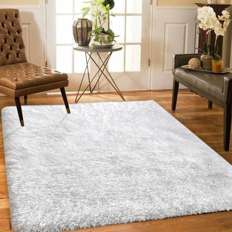 (C200) Eve White Shag Area Rug, 6x9 6 (C200) Eve White Shag Area Rug, 6x9 - Image 6
