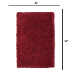 (C24) Plain Red Long Pile Shag, 3x5 7 (C24) Plain Red Long Pile Shag, 3x5 -Rugs Sales Store c24 plain red long pile shag 3x5 4