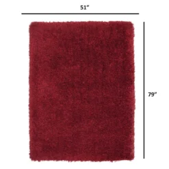 (C24) Plain Red Long Pile Shag, 5x7 -Rugs Sales Store c24 plain red long pile shag 5x7 4