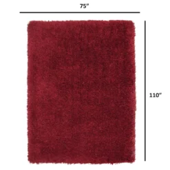 (C24) Plain Red Long Pile Shag, 7x10 -Rugs Sales Store c24 plain red long pile shag 7x10 4