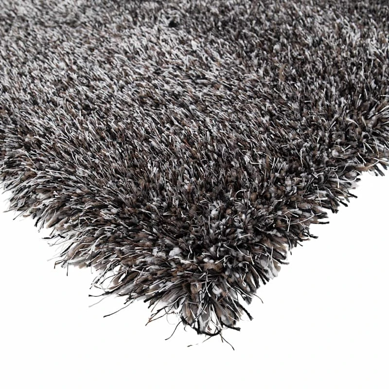 (C67) Mixed Silver & Black Long Pile Shag Area Rug, 7x10 2 (C67) Mixed Silver & Black Long Pile Shag Area Rug, 7x10 - Image 2
