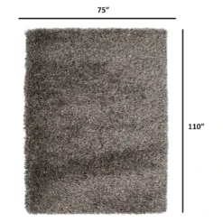 (C67) Mixed Silver & Black Long Pile Shag Area Rug, 7x10 7 (C67) Mixed Silver & Black Long Pile Shag Area Rug, 7x10 -Rugs Sales Store c67 mixed silver black long pile shag area rug 7x10 4