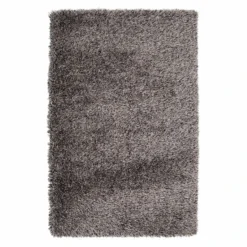 (C67) Mixed Silver & Black Long Pile Shag Rug, 5x7