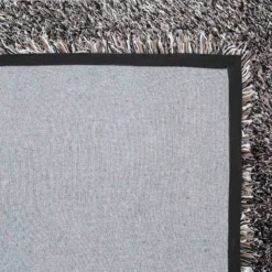 (C67) Mixed Silver & Black Long Pile Shag Rug, 5x7 -Rugs Sales Store c67 mixed silver black long pile shag rug 5x7 3