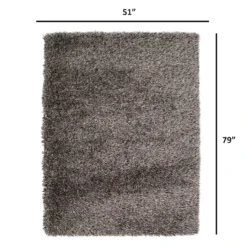 (C67) Mixed Silver & Black Long Pile Shag Rug, 5x7 -Rugs Sales Store c67 mixed silver black long pile shag rug 5x7 4