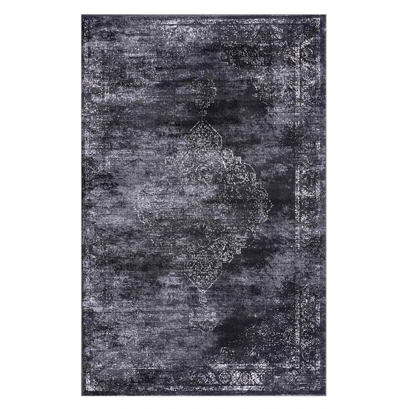 (D415) Antika Dark Grey Medallion Area Rug, 5x7 1 (D415) Antika Dark Grey Medallion Area Rug, 5x7