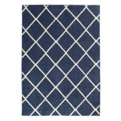 (D429) Brampton Blue Tufted Area Rug With Non-Slip Back, 5x7
