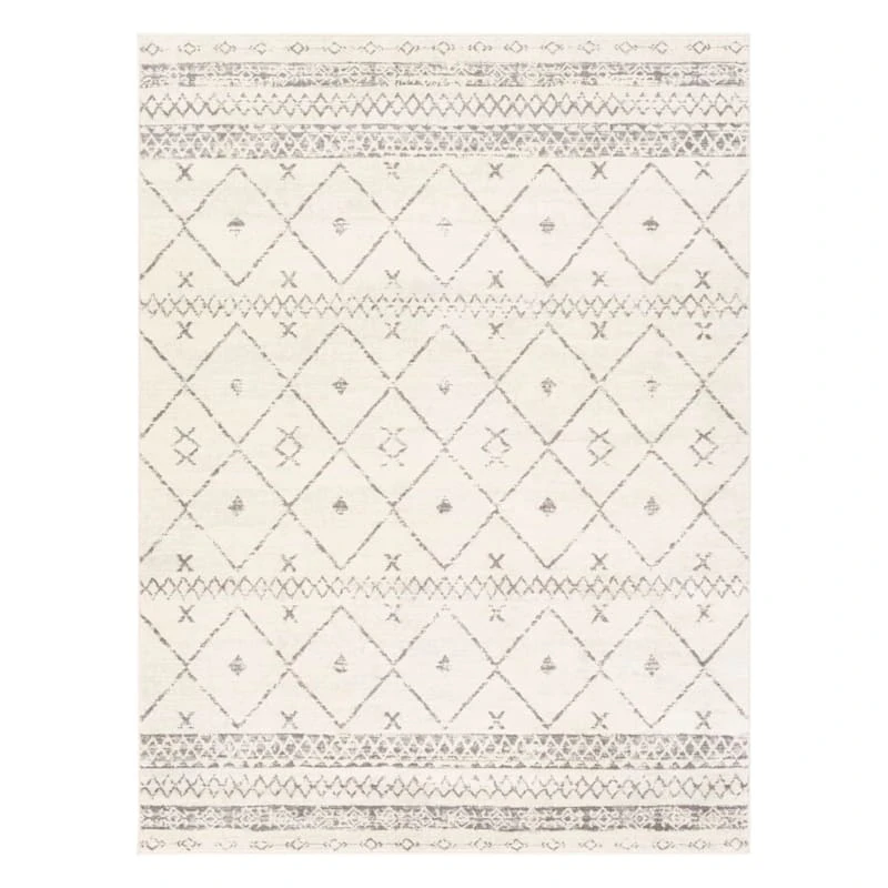 (D483) Found & Fable Roma Ivory Diamond Design Area Rug, 8x10 1 (D483) Found & Fable Roma Ivory Diamond Design Area Rug, 8x10