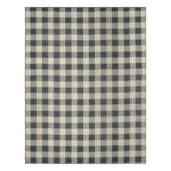 (D500) Grey & Ivory Buffalo Check Area Rug, 7x10