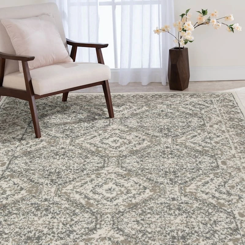 (D512) Honeybloom Norway Aleeza Grey Area Rug, 5x7 4 (D512) Honeybloom Norway Aleeza Grey Area Rug, 5x7 - Image 4