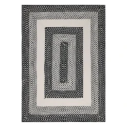 (D515) Black & White Braided Area Rug, 5x7