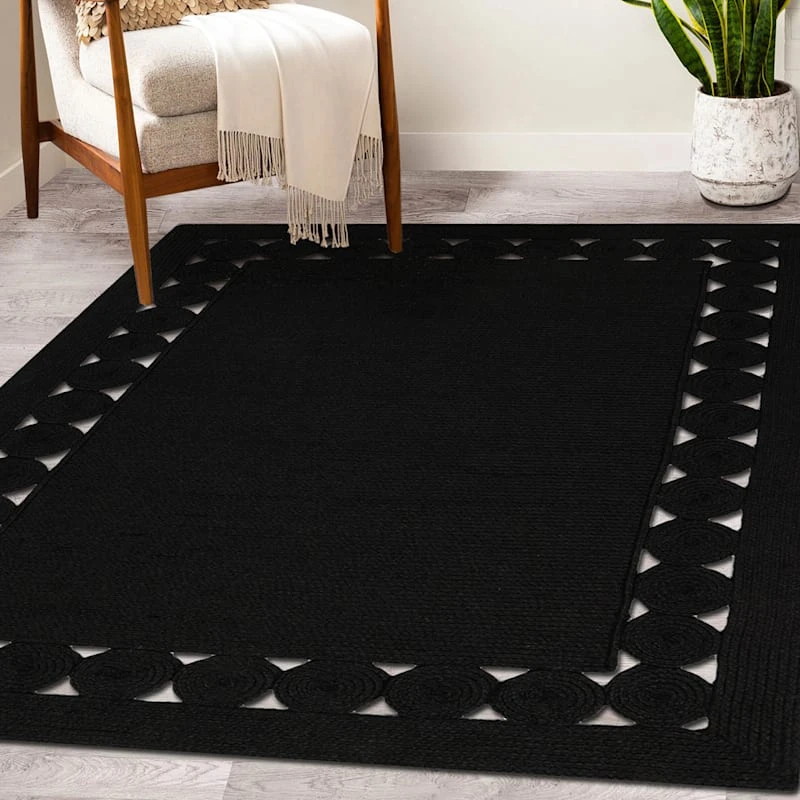 (D517) Found & Fable Black Braided Area Rug, 8x10 6 (D517) Found & Fable Black Braided Area Rug, 8x10 - Image 6