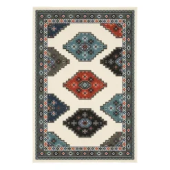 (D543) Canyon Blue & Red Area Rug, 5x7